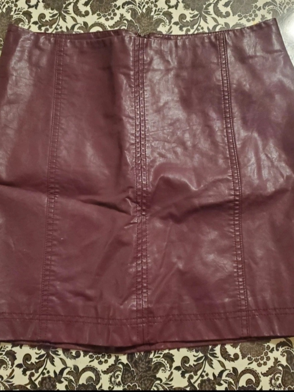 Free People Wine Faux Leather Mini Skirt